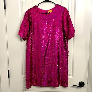 Eras tour Anthropologie dress pink sequin Medium Swift